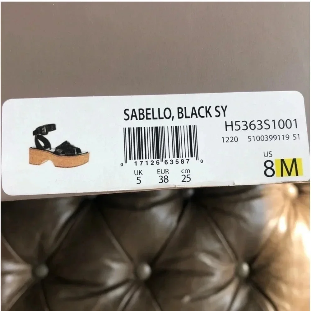 New Franco Sarto Sabello Platform Sandal cork Croc Embossed black animal print